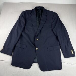 VTG Hart Schaffner Marx Mens Navy Blazer Gold Buttons 46R Classic Preppy office